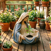 Statue de la Vierge Marie avec plateau de rangement, figurine de Notre-Dame peinte à la main, support à bijoux et clés religieux pour bureau, décoration catholique pour la maison