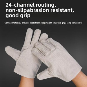 Gants de travail en toile de coton blancs d'hiver, antidérapants, imperméables, anti-coupures, antistatiques, avec poignet en tricot protecteur - Product Image 4