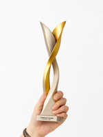 Trophée Créatif Branche Dorée Feuille de Jade Personnalisé en Métal, Cristal et Résine avec Texte Gravé – Récompenses d'Entreprise pour Réunions Annuelles