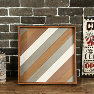 Solid Wood <b>Tray</b> Square Striped Design For Coffee <b>Tea</b> Serving Household Use Light Luxury Retro Style - Product Image 2