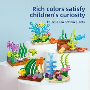 Onderzeese serie bouwsteenset met LED-licht Onderwaterwereldmodel DIY-montage Bouwsteen Aquarium Desktopornamenten - Product Image 5