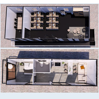 Maison préfabriquée en verre de luxe avec cadre noir, double porte, bureau modulaire, cabine de jardin, studio pour usage extérieur