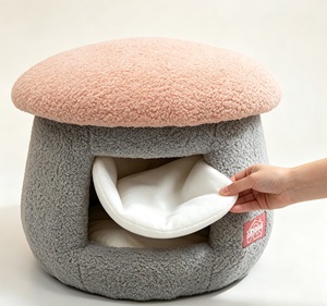 Cama para Gatos 2 en 1 con Forma de Hongo, Lujosa Cama Interior con Taburete de Vanidad para Mascotas - Product Image 1