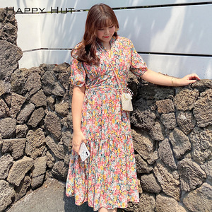 Happy Hut Robe à imprimé floral pour femme, taille élastique, tenue de plage d'été N7467 - Product Image 3