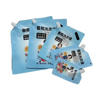 Pochette Doypack en plastique avec bec verseur découpé, personnalisée par impression hélio, écologique, rechargeable, étanche, certifiée ISO9001, pour lessive
