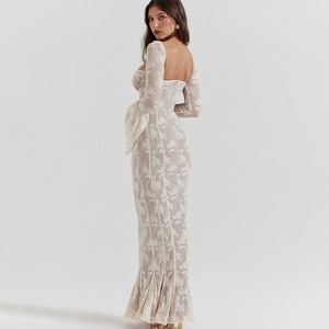 Abito casual elegante alla moda estivo <span class=keywords><strong>con</strong></span> colletto quadrato Sexy per feste a <span class=keywords><strong>maniche</strong></span> lunghe - Product Image 5