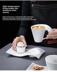 Tazza da Tè <span class=keywords><strong>e</strong></span> <span class=keywords><strong>Caffè</strong></span> in Porcellana Moderna con Portabiscotti, Tazza per Latte in Ceramica Unica con Piattino per Biscotti - Product Image 6