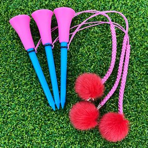 Accessoire de club de golf transfrontalier très vendu : Tee de golf 83 mm, balle anti-perte 70 mm de longueur, cordon personnalisé avec logo, pendentif en fourrure de vison - Product Image 2