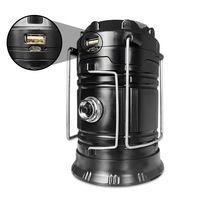 Lampe de camping LED solaire rechargeable sur batterie lithium avec interrupteur automatique pour la randonnée