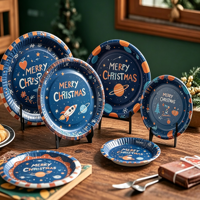Assiettes en papier rondes jetables non enduites, plateaux en papier, assiettes en papier personnalisées pour les fêtes