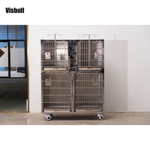 Hospital Veterinario gato perro de acero inoxidable cuidado de crianza jaula para mascotas con 4 bandejas móviles jaula para perro perrera personalizar - Product Image 3