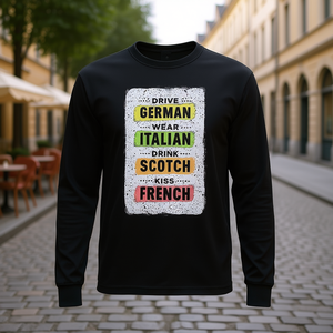 T-shirt à manches longues Drive German Wear Italian Drink Scotch Kiss French - Product Image 3