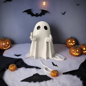 Lustige Mittelfinger-Statue, Gruselige Halloween-Kürbis-Figur mit Sonnenbrille, Miniatur-Geister-Figuren für Tisch, Regal, Büro, Schreibtisch, Heim-Dekoration - Product Image 5