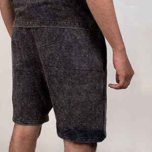 กางเกงขาสั้นผู้ชายคุณภาพสูง ผ้าฝ้าย 100% น้ำหนักเบา แห้งเร็ว ระบายอากาศได้ดี เป็นมิตรกับสิ่งแวดล้อม กางเกงขาสั้นผู้ชายผ้าฝ้าย 100% ล้างสีแบบแอซิด - Product Image 2