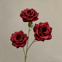 Burgunderrote Seiden-Kunstblumen Hochzeitsrosen Hortensien Lilien Weihnachten Chinesisches Neujahr Realistische Handgefertigte Blumen für Heimdekoration