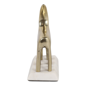 Scultura di cervo in metallo su base di marmo per decorare la casa, il soggiorno o l'ufficio - Product Image 3