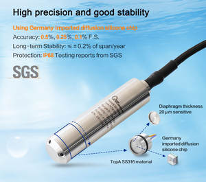 WTsensor Mesure de niveau de forage submersible en acier inoxydable Capteur de niveau d'eau à puits profond - Product Image 4