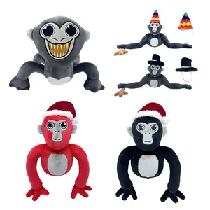 大猩猩标签毛绒玩具大猩猩标签Vr娃娃带圣诞帽毛绒游戏玩具