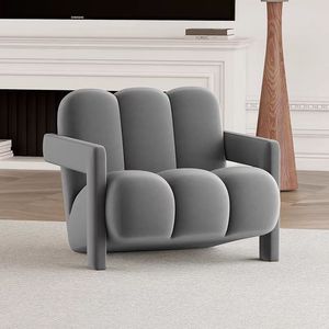 Sillón Individual Nórdico Simple <span class=keywords><strong>de</strong></span> Tela <span class=keywords><strong>de</strong></span> Terciopelo para Ocio con Patas <span class=keywords><strong>de</strong></span> Madera Maciza para Recepción o Sala <span class=keywords><strong>de</strong></span> Estar - Product Image 6
