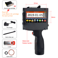 Printer Inkjet Otomatis Multi-Protokol 50mm Genggam Dua Kartrid Kecepatan Tinggi 70m/menit 300DPI untuk Kartu Industri dan Makanan