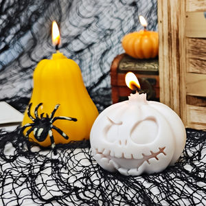 V104 Diy Halloween Pompoen Spook Kaarsvorm Creatieve Pompoen Kleine Ornamenten Aromatherapie Gips Lijmvorm - Product Image 2