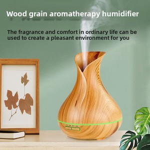 Humidificateur ultrasonique USB silencieux et pratique pour aromathérapie, design texturé, portable, en plastique, aspect bois profond, pour la maison - Product Image 2