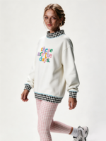 Sweat-shirt à col montant pour femme, longueur allongée, logo brodé personnalisé, sweat-shirt tricoté pour femme