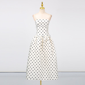 Robe Chanson <span class=keywords><strong>Paris</strong></span> Matin 2026 Nouvelle Collection Été Taille Cintrée Imprimé à Pois Robe Française Élégante - Product Image 3