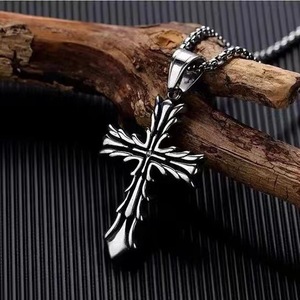 Mặt dây chuyền thánh giá ngọn lửa độc đáo phong cách Gothic, dây chuyền Hip Hop bằng thép không gỉ, trang sức thời trang dành cho nam, thích hợp làm quà tặng đính hôn - Product Image 1