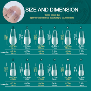<span class=keywords><strong>Nailpop</strong></span> เล็บอะคริลิคทรงโลงทรงก่อน120ชิ้นแบบครึ่งด้านคลุมทั้งหมด12ขนาดปลายเล็บเจลแบบนิ่มออกแบบสไตล์สำหรับนิ้ว - Product Image 5