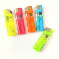 Briquet à gaz à LED jetable classique en plastique avec jet en métal pour l'éclairage de bougies à cigarettes, le camping et la cuisine