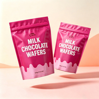 Sachets en plastique personnalisés en PPWR pour gaufrettes au chocolat au lait, qualité alimentaire, avec fermeture éclair, vente en gros