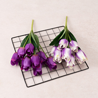 Bunga Sutra Buatan Hijau 9 Tangkai Tulip Keriting - Sempurna untuk Latar Belakang Pernikahan, Ulang Tahun, Hari Valentine, Perlengkapan Foto Dalam Ruangan