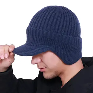 Gorro de bombardero suave y cálido elástico de invierno, gorros de protección para los oídos, gorro de punto holgado para ciclismo al aire libre - Product Image 6