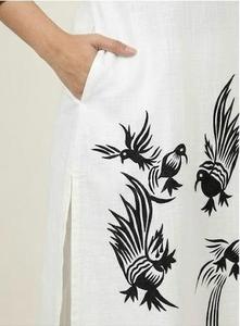 ชุดคุร์ตะถักนิตติ้งคอลเลคชั่นล่าสุดขายส่งสำหรับผู้หญิง ลายเรขาคณิตนามธรรม แขนสามส่วน ทรงตรง สีพื้น - Product Image 5