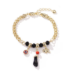 CM Joyería de Oro de 14K al por Mayor Pulsera de Azabache, Mal de Ojo, Mano Figa, Ojo de Cábala, Amuleto de Buena Suerte, Personalizable de Latón para Niños y Niñas - Product Image 2