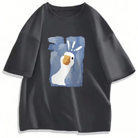 T-shirt décontracté à manches courtes et col rond pour homme, imprimé canard, vêtements d'été, possibilité de personnalisation en usine. F10