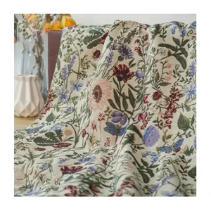 Tela Jacquard con patrón de jardín de alta calidad, tela tejida con brocado de algodón y poliéster para ropa y vestidos