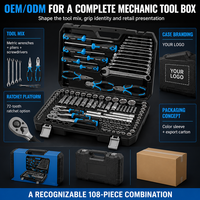 Juego de Herramientas Manuales Compacto de 108 Piezas con Llaves Métricas, Alicates y Destornilladores para Caja de Herramientas de Mecánico Profesional
