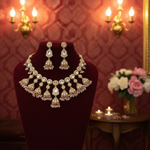 Luxury Indian Bridal Jewelry <b>Set</b> <b>Gold</b> Plated Zircon High Quality Pearls Ethnic Choker Necklace Heavy Earrings Party Engagement - Product Image 3