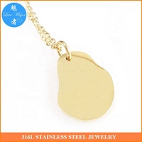 Plaque Personnalisée Forme Acier Inoxydable Texte Gravé Collier Femme Couleur Or
