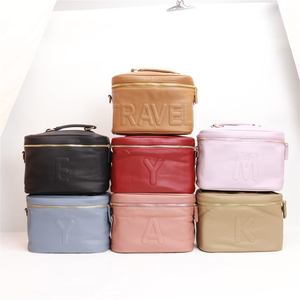 Organizador de cosméticos de PU de gran capacidad para mujer, bricolaje, personalizado, impermeable, de viaje, para neceser con asa ecológica - Product Image 1