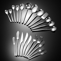 Ensemble de couverts en acier inoxydable, couteau, fourchette, cuillère à salade, cuillère à café, pour la maison, la cuisine, le restaurant, le mariage, le dîner, le banquet