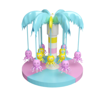 Équipement de terrain de jeux intérieur personnalisé : Carrousel enfant Octopus rotatif et Cocotier pour logiciels et centres commerciaux, à vendre