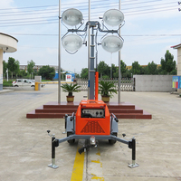 Tour d'éclairage télescopique portable de 7 m, tour d'éclairage extérieure, tour d'éclairage mobile, tour d'éclairage clignotante, 400 W * 4 LED blancs, éclairage d'urgence