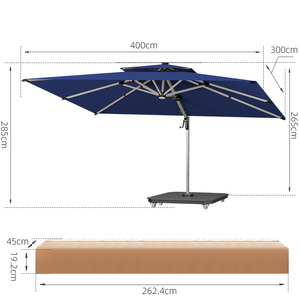 Premium Modern All Aluminum Cantilever Garden Patio Umbrella with Solar <b>Light</b> for Dining Cafe Umbrellas - Product Image 2