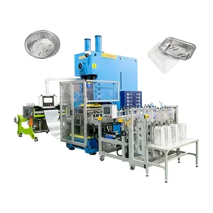 Máquina de fabricación de bandejas de contenedores de alimentos de papel de aluminio desechable de China con automático
