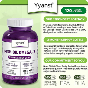 OEM/ODM EPA DHA para el apoyo del corazón, cerebro y articulaciones, suplemento de Omega 3 sin azúcar, aceite de pescado en cápsulas blandas, empaque personalizado - Product Image 2