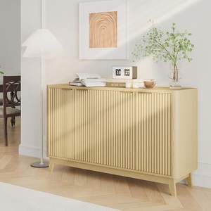 Estetica armadietto da Buffet con Credenza scanalata a 4 porte con Credenza portaoggetti per Console da tavolo e <span class=keywords><strong>Bar</strong></span> da salotto ampi armadi da soggiorno - Product Image 4