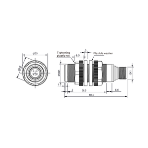 Sensor de Detección Ultrasónico MS18-30V IP67 15~30VDC Tipo Reflexión Difusa con Conector M12/4 Pines - Product Image 2